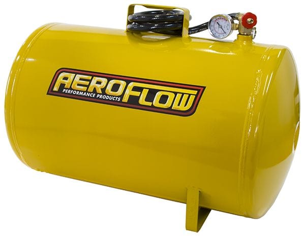Aeroflow Performance Tank Dimensions: 21-1/16" (535mm) x 14-11/64" (360mm) 10 Gallon Steel Portable Air Tank - Yellow (125 PSI Max) AF77-3011 Autofit
