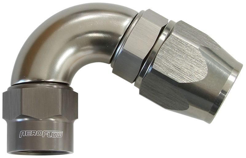 Aeroflow Performance Titanium Finish. Suits Kryptalon® Series Hose Kryptalon® Series Heavy Duty One Piece Swivel 120° Hose End -8AN AF7854-08 Autofit