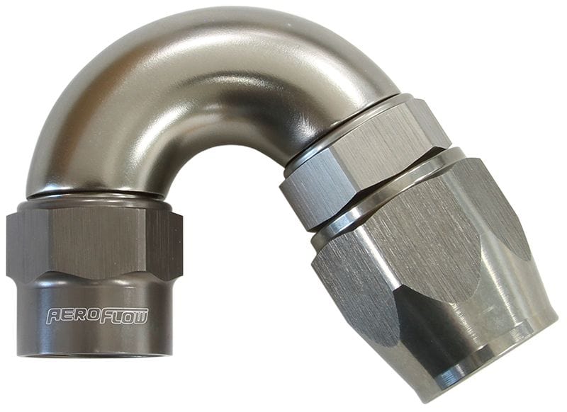 Aeroflow Performance Titanium Finish. Suits Kryptalon® Series Hose Kryptalon® Series Heavy Duty One Piece Swivel 150° Hose End -10AN AF7855-10 Autofit
