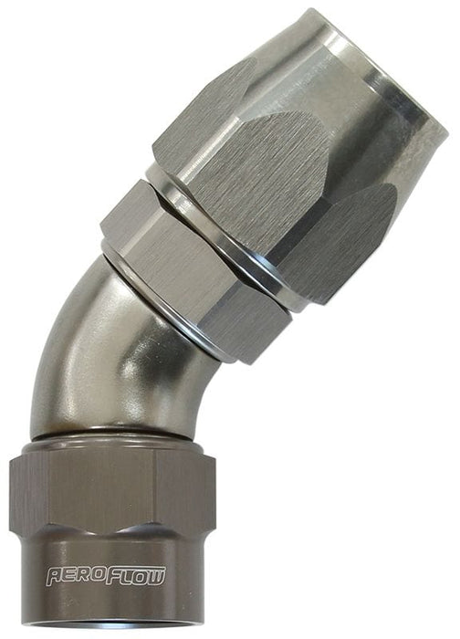 Aeroflow Performance Titanium Finish. Suits Kryptalon® Series Hose Kryptalon® Series Heavy Duty One Piece Swivel 45° Hose End -8AN AF7852-08 Autofit