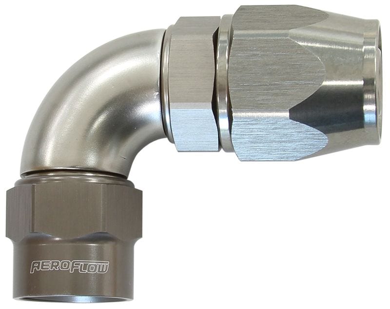 Aeroflow Performance Titanium Finish. Suits Kryptalon® Series Hose Kryptalon® Series Heavy Duty One Piece Swivel 90° Hose End -6AN AF7853-06 Autofit
