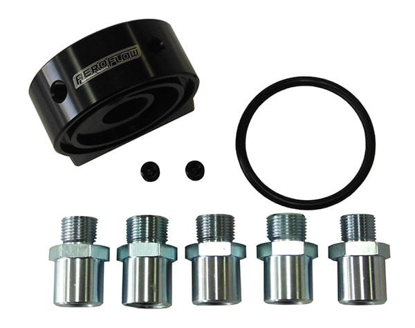 Aeroflow Performance Universal fitment, with 2 x 1/8" NPT ports, Black anodised finish Billet Oil Cooler Sandwich Adapter AF64-2108 Autofit