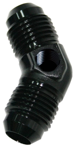 Aeroflow Performance With 1/8" NPT Port. Black Finish 45° Male Flare Union -8AN AF827-08PBLK Autofit
