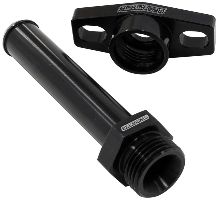 Aeroflow Performance With 100mm x 19mm Barb, 38-44mm Hole Centres. Black Finish. Turbo Drain Adapter AF463-13 Autofit