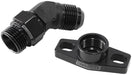 Aeroflow Performance With -10AN Fitting, 38-44mm Hole Centres. Black Finish. 45° Turbo Drain Adapter AF463-12 Autofit