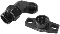 Aeroflow Performance With -10AN Fitting, 38-44mm Hole Centres. Black Finish. 45° Turbo Drain Adapter AF463-12 Autofit
