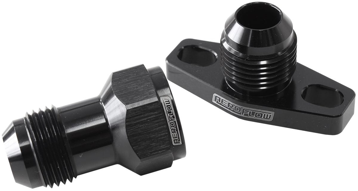 Aeroflow Performance With -10AN Fitting, 38-44mm Hole Centres. Black Finish. Turbo Drain Adapter AF463-11 Autofit