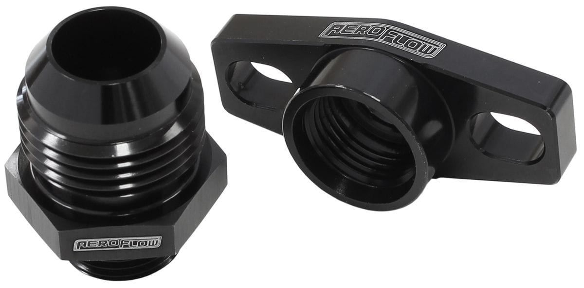 Aeroflow Performance With -12AN Fitting, 38-44mm Hole Centres. Black Finish. Turbo Drain Adapter AF463-10 Autofit