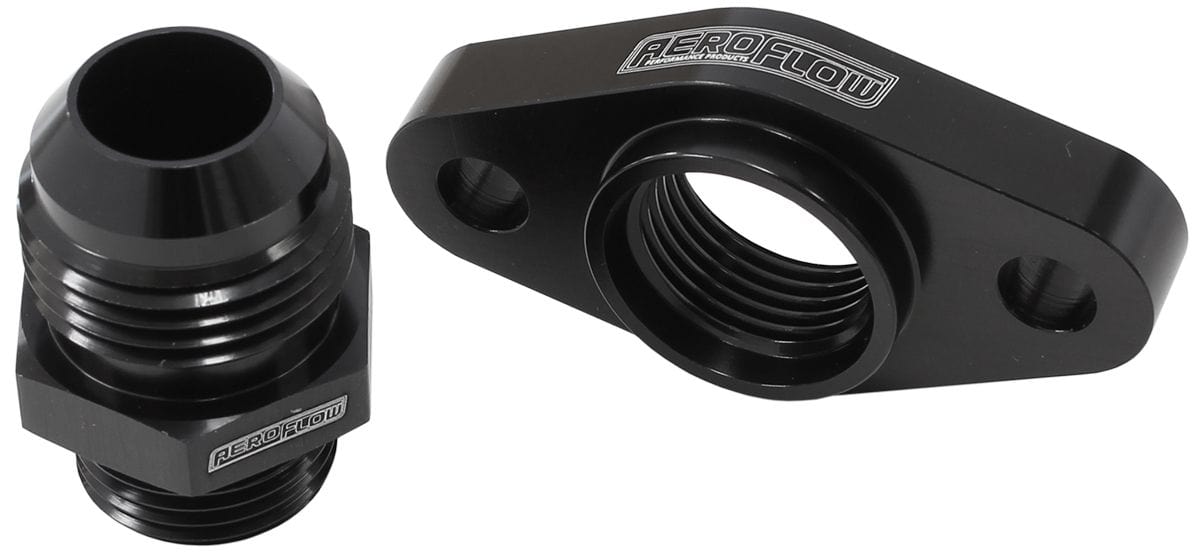 Aeroflow Performance With -12AN Fitting, 51mm Hole Centre. Black Finish. Turbo Drain Adapter AF463-14 Autofit