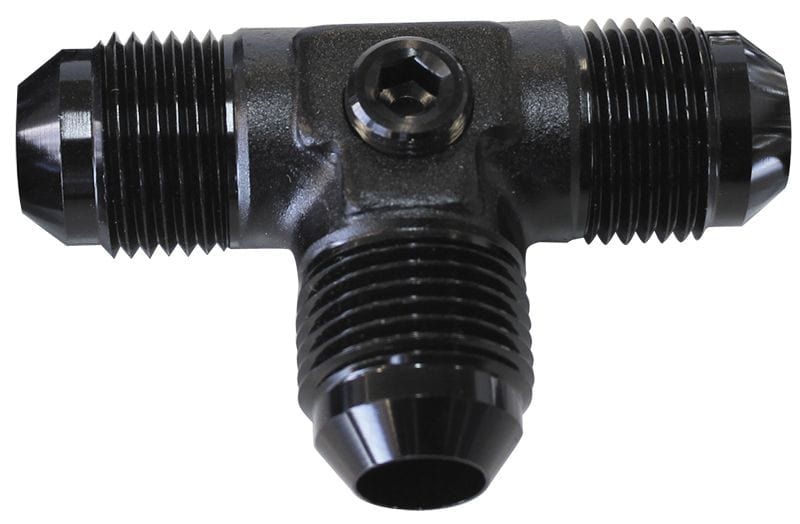 Aeroflow Performance With 2 x 1/8" NPT Ports, Black Finish Flare AN Tee -8AN AF824-08PBLK Autofit