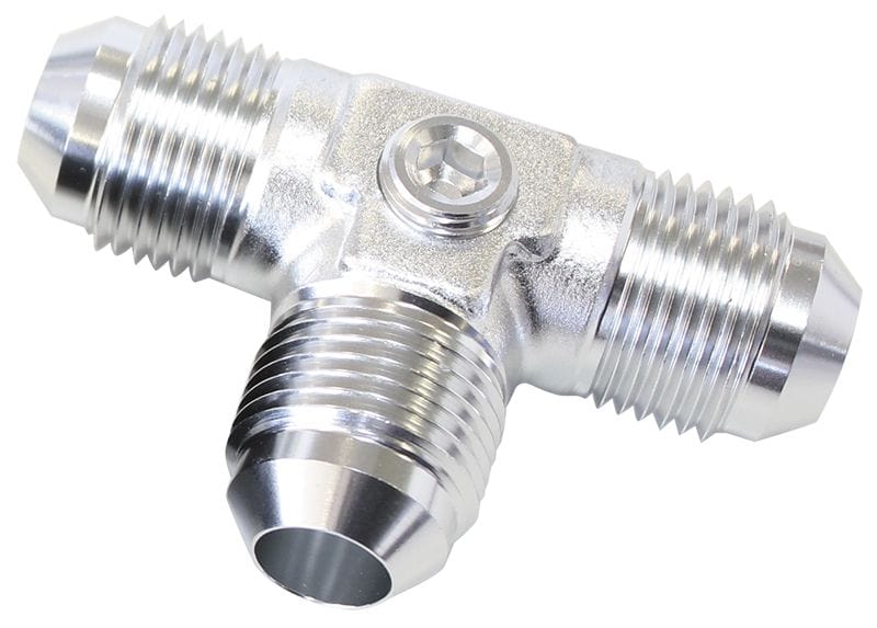 Aeroflow Performance With 2 x 1/8" NPT Ports, Silver Finish Flare AN Tee -6AN AF824-06PS Autofit