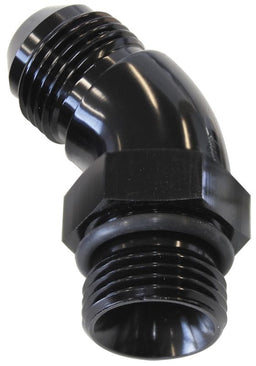 Aeroflow Performance With Jam Nut, Black Finish 45° ORB to Male AN Full Flow Adapter -16 ORB to -12AN AF902-12-16BLK Autofit