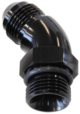 Aeroflow Performance With Jam Nut, Black Finish 45° ORB to Male AN Full Flow Adapter -3 ORB to -3AN AF902-03BLK Autofit