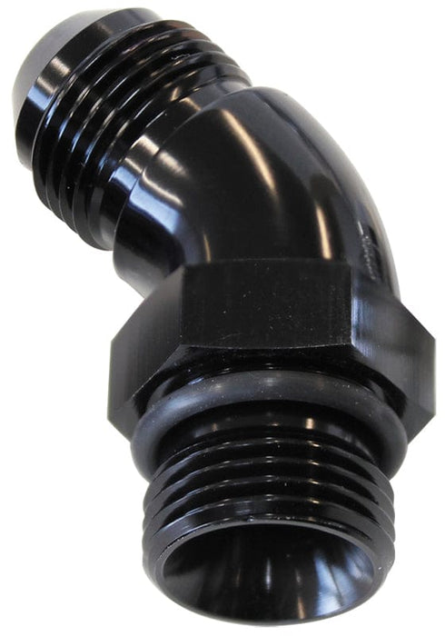 Aeroflow Performance With Jam Nut, Black Finish 45° ORB to Male AN Full Flow Adapter -6 ORB to -4AN AF902-04-06BLK Autofit
