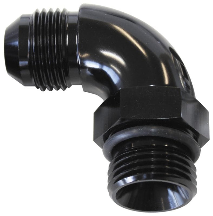 Aeroflow Performance With Jam Nut, Black Finish 90° ORB to Male AN Full Flow Adapter -10 ORB to -12AN AF903-12-10BLK Autofit