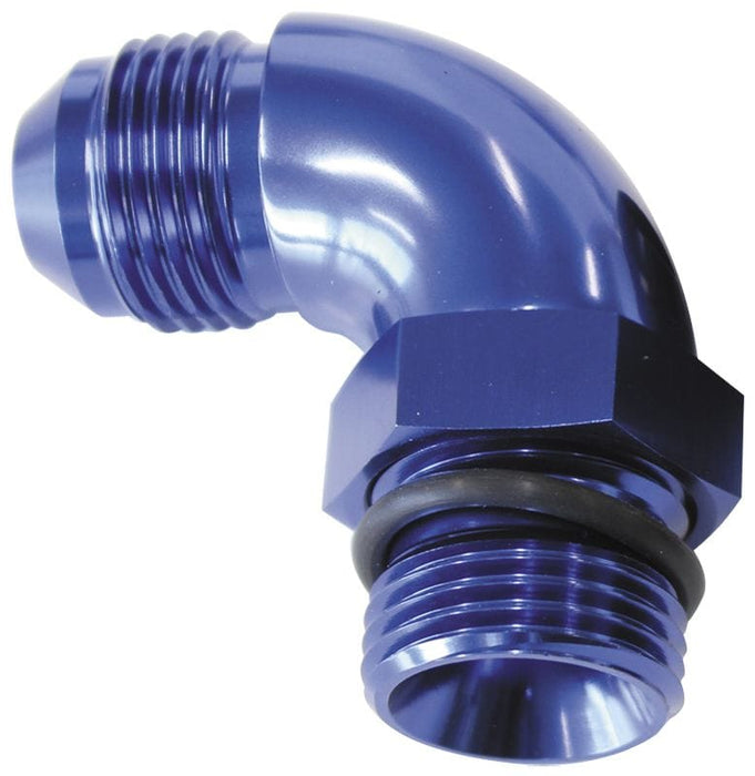 Aeroflow Performance With Jam Nut, Blue Finish 90° ORB to Male AN Full Flow Adapter -6 ORB to -8AN AF903-08-06 Autofit