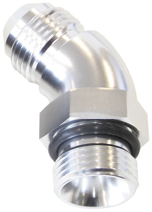 Aeroflow Performance With Jam Nut, Silver Finish 45° ORB to Male AN Full Flow Adapter -12 ORB to -12AN AF902-12S Autofit