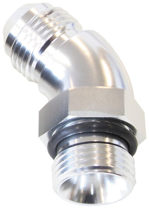 Aeroflow Performance With Jam Nut, Silver Finish 45° ORB to Male AN Full Flow Adapter -6 ORB to -4AN AF902-04-06S Autofit