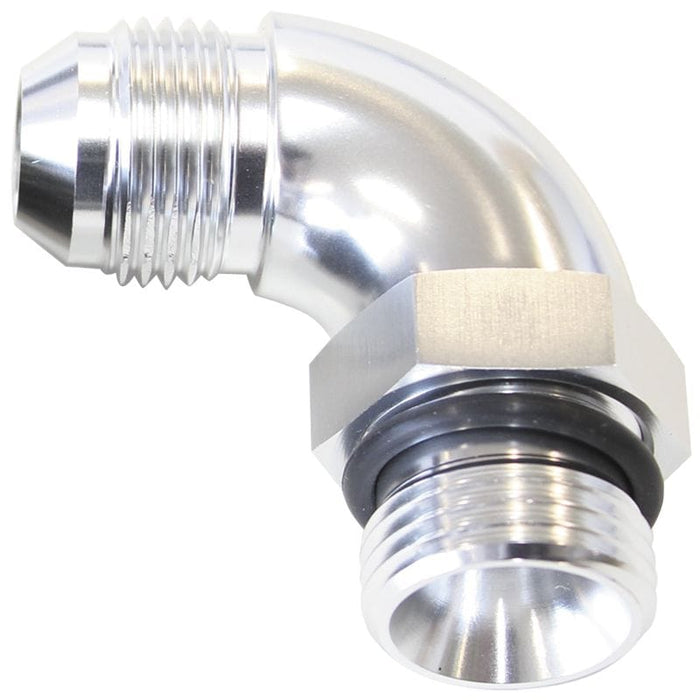 Aeroflow Performance With Jam Nut, Silver Finish 90° ORB to Male AN Full Flow Adapter -16 ORB to -12AN AF903-12-16S Autofit