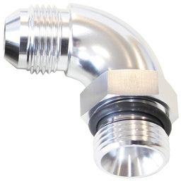 Aeroflow Performance With Jam Nut, Silver Finish 90° ORB to Male AN Full Flow Adapter -3 ORB to -3AN AF903-03S Autofit