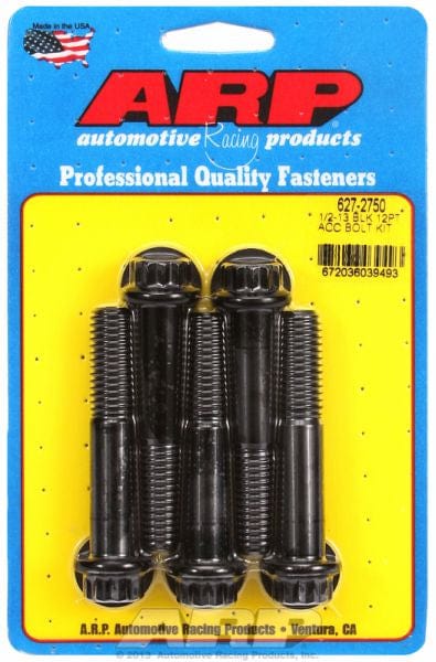 ARP 1/2" UNC x 2.750" UHL With 9/16" Socket Head 5-Pack Bolt Kit, 12-Point Head Black Oxide AR627-2750 Autofit