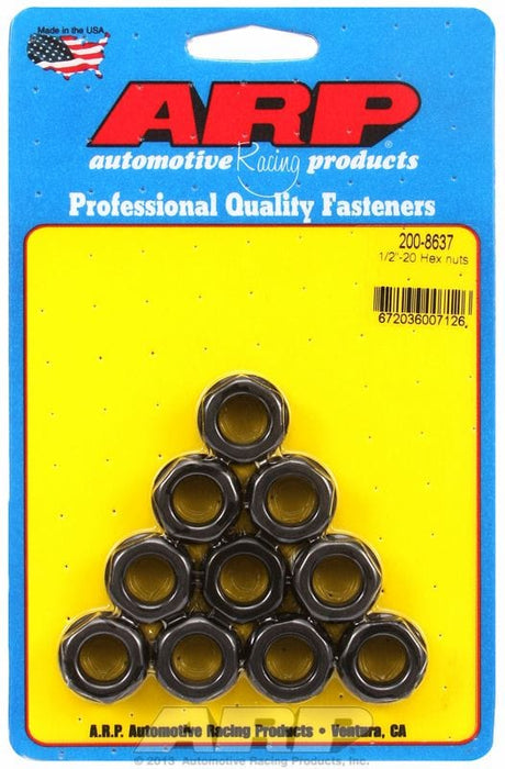 ARP 1/2" UNF Thread x 3/4" Socket (10-Pack) Hex Nut With Flange, Chrome Moly AR200-8637 Autofit