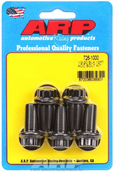 ARP 1/2" UNF x 1.000" UHL With 9/16" Socket Head 5-Pack Bolt Kit, 12-Point Head Black Oxide AR726-1000 Autofit