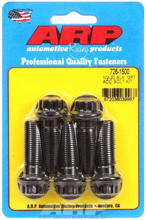 ARP 1/2" UNF x 1.500" UHL With 9/16" Socket Head 5-Pack Bolt Kit, 12-Point Head Black Oxide AR726-1500 Autofit