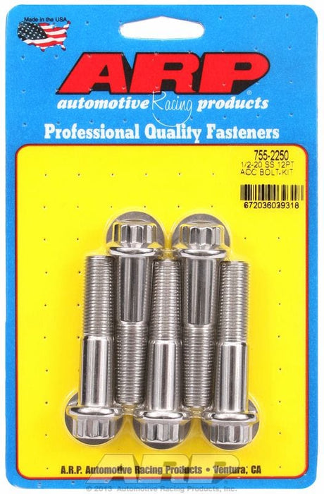 ARP 1/2" UNF x 2.250" UHL With 9/16" Socket Head 5-Pack Bolt Kit, 12-Point Head S/S AR755-2250 Autofit