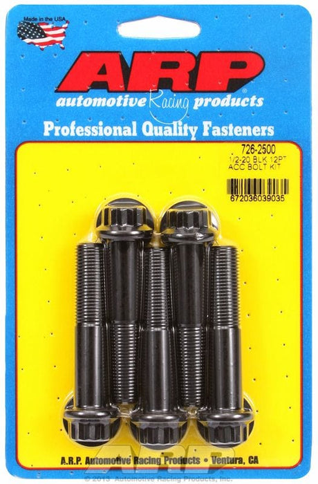 ARP 1/2" UNF x 2.500" UHL With 9/16" Socket Head 5-Pack Bolt Kit, 12-Point Head Black Oxide AR726-2500 Autofit