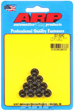 ARP 1/4" UNC Thread, 5/16" Socket (10-Pack) 12-Point Nut, Chrome Moly Black Oxide AR301-8340 Autofit