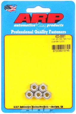 ARP 1/4" UNC Thread (5-Pack) S/S Hex Nyloc Nuts AR400-8661 Autofit