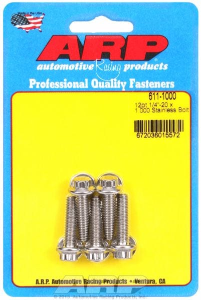 ARP 1/4" UNC x 1.000" UHL With 5/16" Socket Head 5-Pack Bolt Kit, 12-Point Head S/S AR611-1000 Autofit
