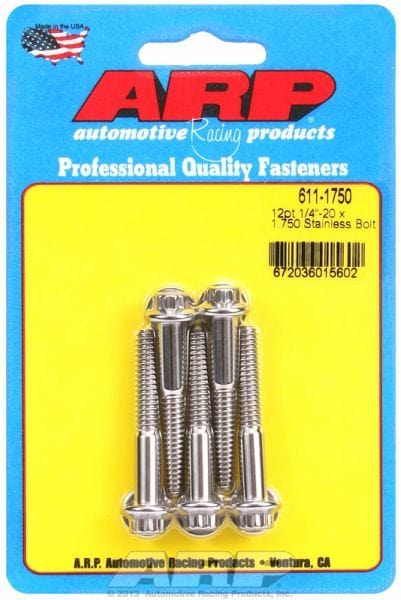 ARP 1/4" UNC x 1.750" UHL With 5/16" Socket Head 5-Pack Bolt Kit, 12-Point Head S/S AR611-1750 Autofit