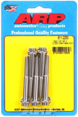 ARP 1/4" UNC x 2.250" UHL With 5/16" Socket Head 5-Pack Bolt Kit, 12-Point Head S/S AR611-2250 Autofit