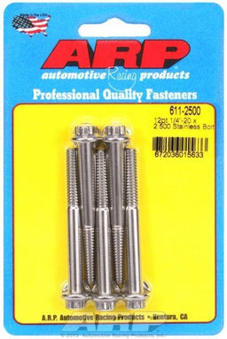 ARP 1/4" UNC x 2.500" UHL With 5/16" Socket Head 5-Pack Bolt Kit, 12-Point Head S/S AR611-2500 Autofit