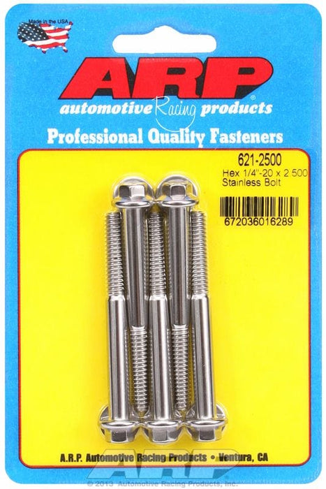 ARP 1/4" UNC x 2.500" UHL With 5/16" Socket Head 5-Pack Bolt Kit, Hex Head S/S AR621-2500 Autofit