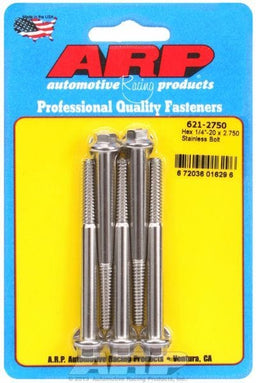 ARP 1/4" UNC x 2.750" UHL With 5/16" Socket Head 5-Pack Bolt Kit, Hex Head S/S AR621-2750 Autofit