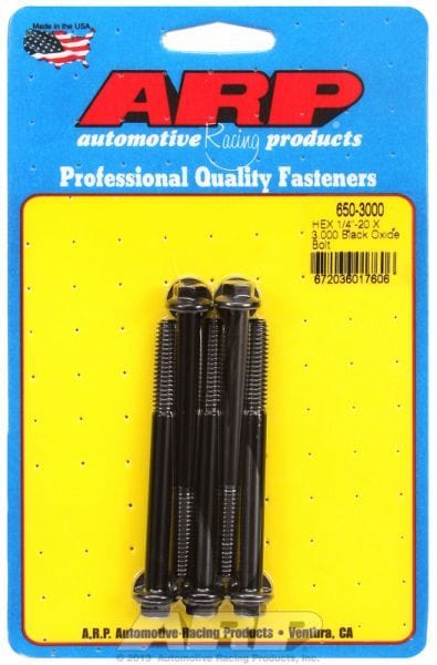 ARP 1/4" UNC x 3.000" UHL With 5/16" Socket Head 5-Pack Bolt Kit, Hex Head Black Oxide AR650-3000 Autofit