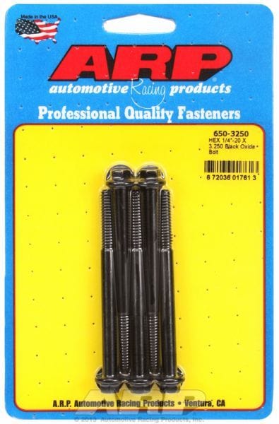 ARP 1/4" UNC x 3.250" UHL With 5/16" Socket Head 5-Pack Bolt Kit, Hex Head Black Oxide AR650-3250 Autofit