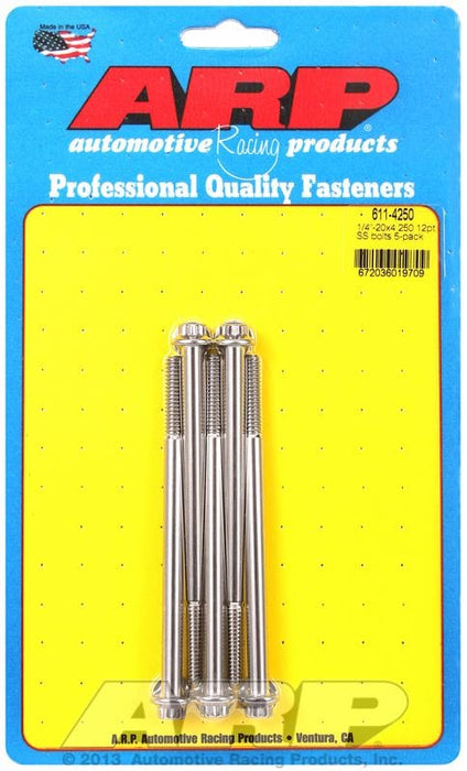 ARP 1/4" UNC x 4.250" UHL With 5/16" Socket Head 5-Pack Bolt Kit, 12-Point Head S/S AR611-4250 Autofit