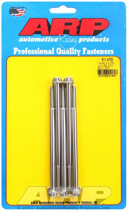 ARP 1/4" UNC x 4.750" UHL With 5/16" Socket Head 5-Pack Bolt Kit, 12-Point Head S/S AR611-4750 Autofit