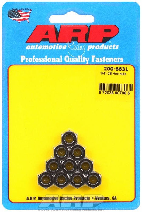 ARP 1/4" UNF Thread x 7/16" Socket (10-Pack) Hex Nut With Flange, Chrome Moly AR200-8631 Autofit