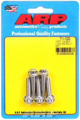 ARP 1/4" UNF x 1.000" UHL With 5/16" Socket Head 5-Pack Bolt Kit, 12-Point Head S/S AR711-1000 Autofit