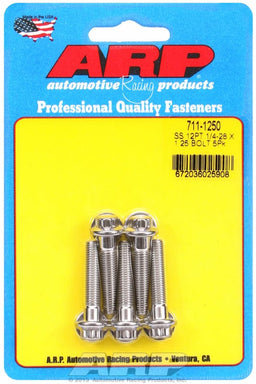 ARP 1/4" UNF x 1.250" UHL With 5/16" Socket Head 5-Pack Bolt Kit, 12-Point Head S/S AR711-1250 Autofit