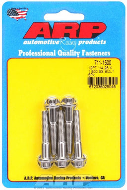 ARP 1/4" UNF x 1.500" UHL With 5/16" Socket Head 5-Pack Bolt Kit, 12-Point Head S/S AR711-1500 Autofit
