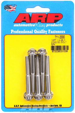 ARP 1/4" UNF x 2.000" UHL With 5/16" Socket Head 5-Pack Bolt Kit, 12-Point Head S/S AR711-2000 Autofit