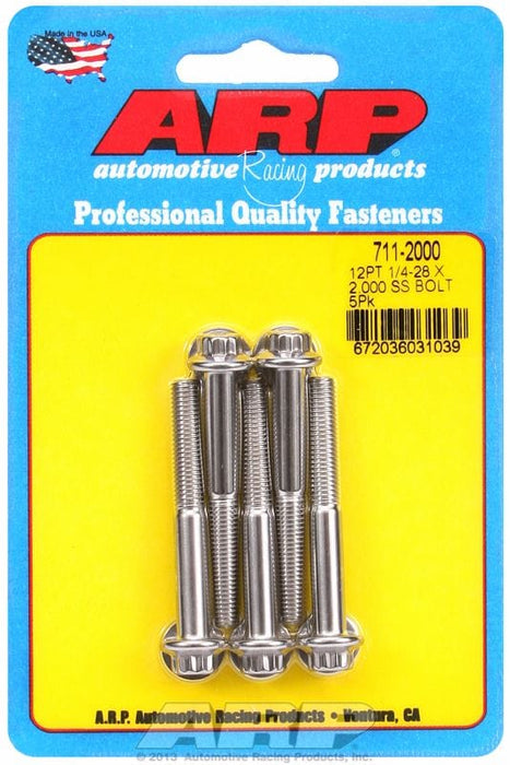 ARP 1/4" UNF x 2.000" UHL With 5/16" Socket Head 5-Pack Bolt Kit, 12-Point Head S/S AR711-2000 Autofit