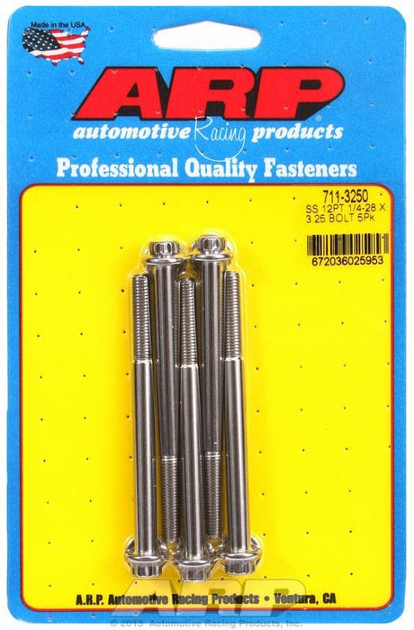 ARP 1/4" UNF x 3.250" UHL With 5/16" Socket Head 5-Pack Bolt Kit, 12-Point Head S/S AR711-3250 Autofit