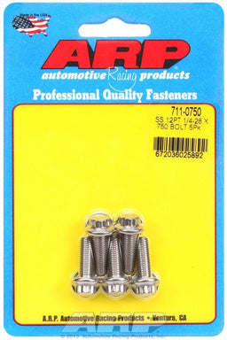 ARP 1/4" UNF x .750" UHL With 5/16" Socket Head 5-Pack Bolt Kit, 12-Point Head S/S AR711-0750 Autofit